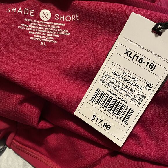 Shade & Shore Crimson Berry Pink Red  Side Tie Hipster Bottom New XL - Picture 4 of 5